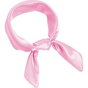 Women Pink Chiffon Square Ribbon Neck Scarf Satin Handkerchief For Halloween